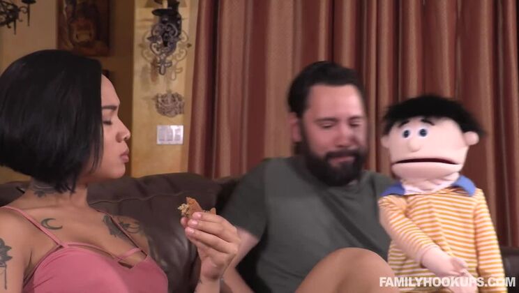 Step Fantasy with Tattooed Brunette Honey Gold