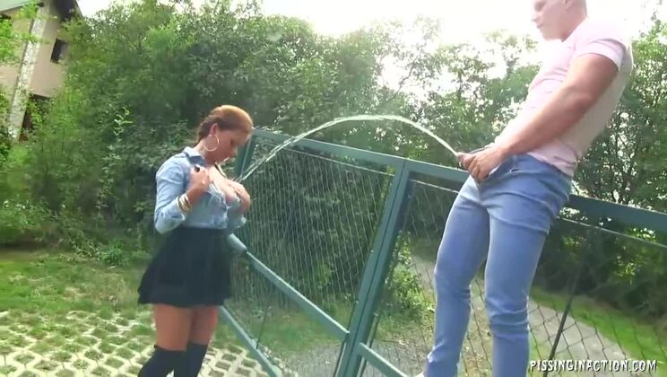 Stockinged and Pissed: A Hot Outdoor Scene