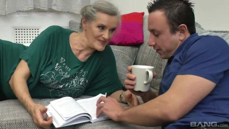 Big Boobs Blonde Sucks Cum after Lingerie Ride