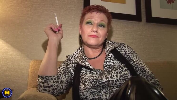 Mature in Stockings Enjoys Cum on Face