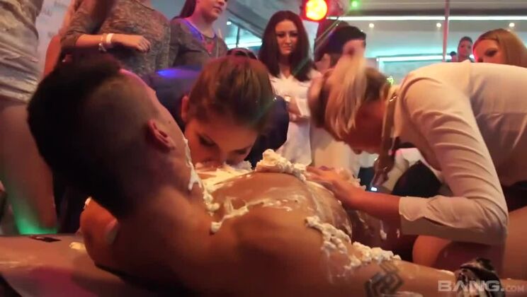 Blonde and Brunette Share in Group Sex Fun