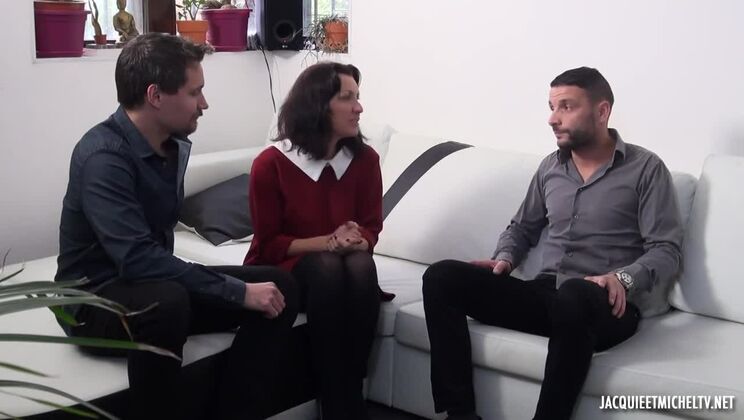 [Jacquie&MichelTV] - European MILF Leonie Deepthroats and Gets Filled - Tattooed & Stockings