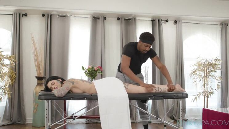 [KinkySpa] - Leigh Raven Gets Creampied By Her Black Masseur - Leigh Raven