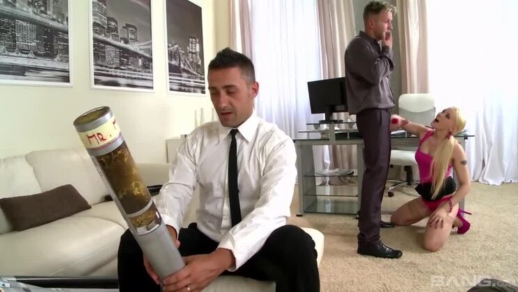 Lola Taylor in a Lingerie Threesome with Two Studs