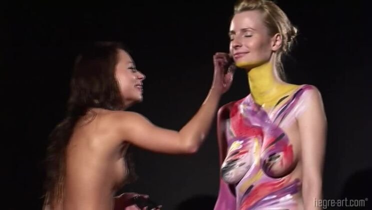 [Hegre] - Erica & Karolina in a Body Painting Scene