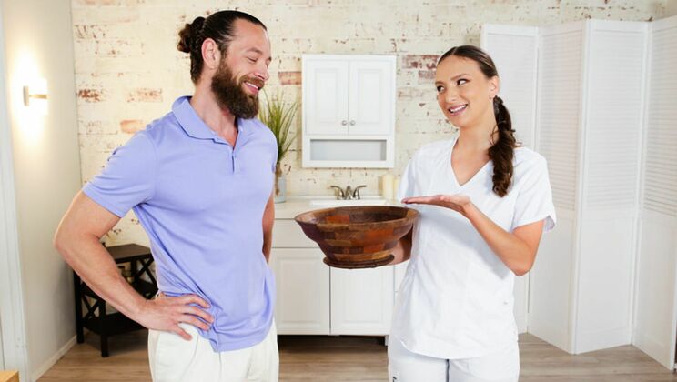 [NuruMassage] - Hairy Brunette Gets Deepthroat Blowjob