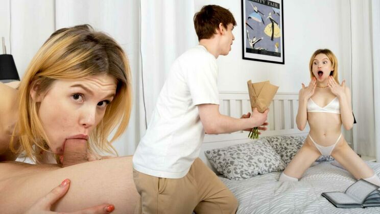 Blonde teen Milka swallows every drop