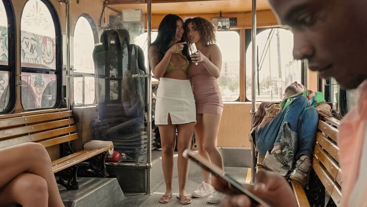[RKPrime] - FFM Threesome with Pussy Licking on Bus