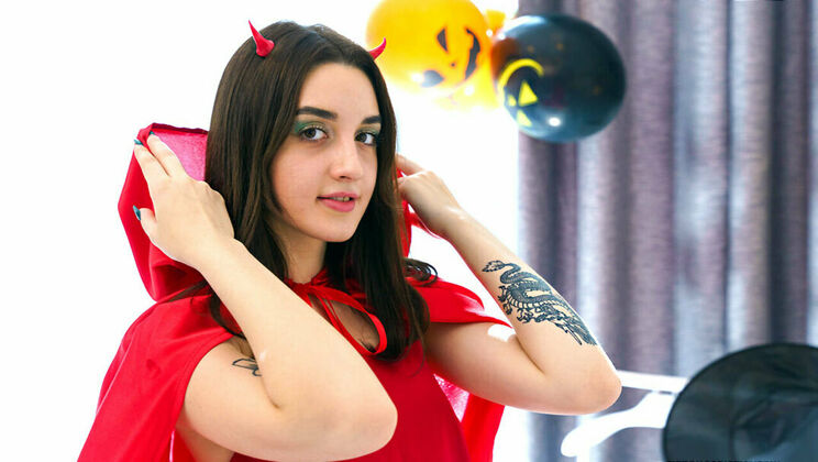 [ClubSweethearts] - Eva Tender's Halloween Naughty Solo: Shaved Brunette Tease - Eva Tender