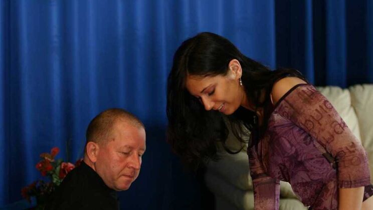 [Oldje] - Brunette Sheridan and Luke's Deepthroat Fun - Luke - Sheridan