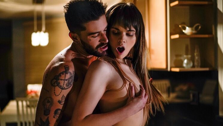 [TransSensual] - Cum on Tits of Blonde Shemale in Standing Doggystyle - Chris Damned - Kate Zoha