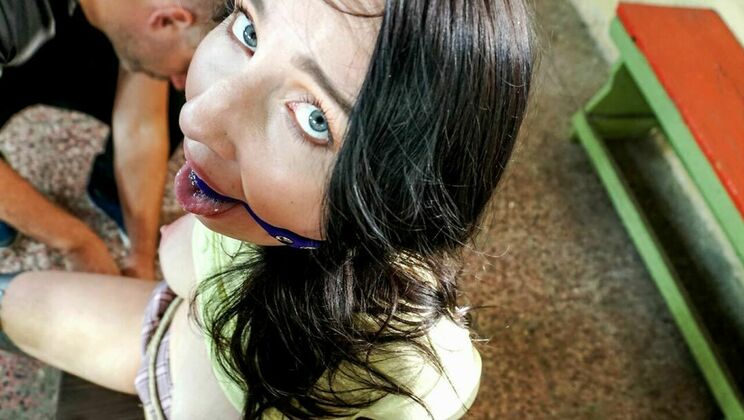 Bella Angel in Skirt and High Heels Masturbating