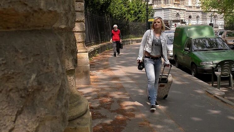 Stranger Takes Blonde Angel Black's Ass and She Comes