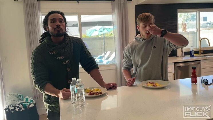 [HotGuysFuck] - Brunette Stud Leo Woodman & Blonde Brock Fisher Pre-Gaming - Gio Givanni - Leo Woodman - Brock Fisher
