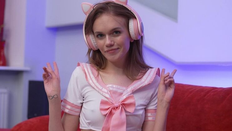 Young Skinny Girl's First Big Cock and Facial