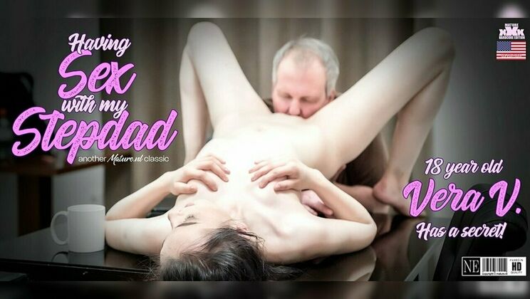 Naughty Vera V. Sucks Stepdad’s Cock in Kitchen