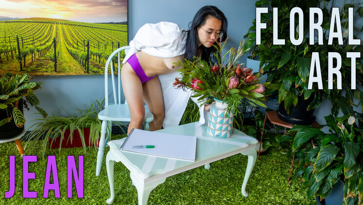 [GirlsOutWest] - Jean's Floral Art: A Solo Brunette Delight - Jean