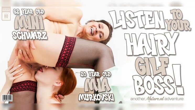 [Mature.nl] - Young brunette Mia fucks her tattooed granny boss Mini in pantyhose - Mia Murkovski - Mini Schwarz