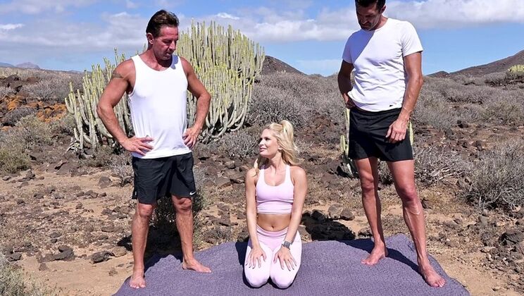 [PornWorld] - Blonde Babe Services Two Men in Gym - David Perry - Candee Licious - Marco Bull