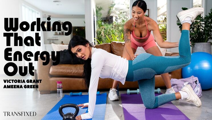 [Transfixed] - Ebony and Caucasian Lesbian Sex with Strap-On - Ameena Green - Victoria Grant