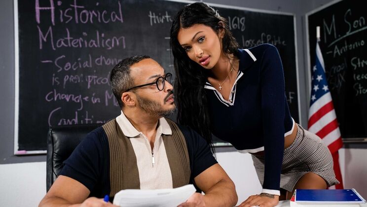 [TransSensual] - Hot Sex Indoors: Blowjob to Deepthroat then Anal Creampie - Dillon Diaz - Victoria Grant