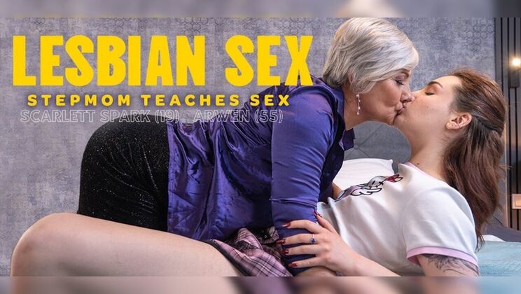 Mature Hairy Arwen Teaches Scarlett Lesbian Muff Diving