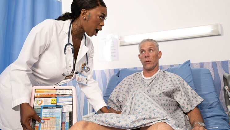 Medical Fantasy: Athletic Brunette Fucks Doctor in Grey