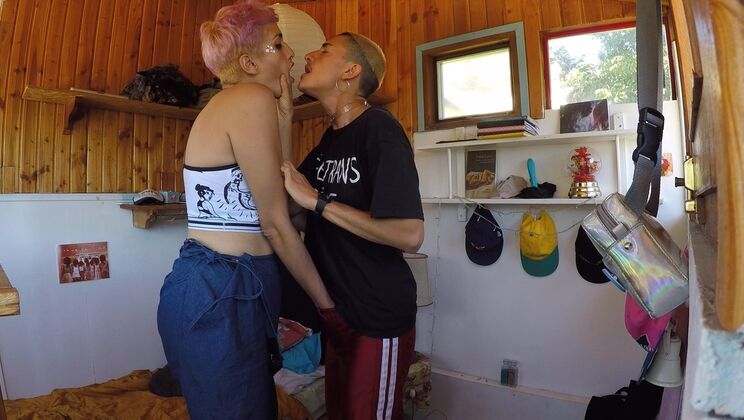 Charo with Colorful Hair Gets Breast Kissed by Gael