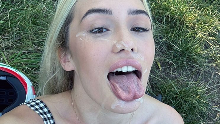 Blonde Babe Rika Fane Oral and Cumshot on Scooter