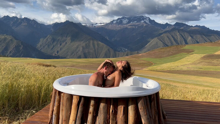 Hot Tub Sex Machine: Nate & Rain Cum on Tits and Body