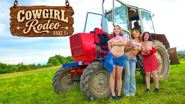 Cowgirl Rodeo 1/4: Hot Lesbian Threesome with Trimmed Pussies